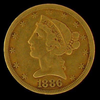 1886-S $5 U.S. Liberty Head Type Gold Coin - Investment