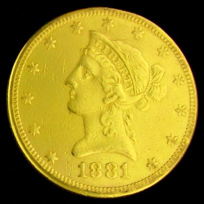 1881-S 10 U.S Liberty Head Type Gold Coin - Investment