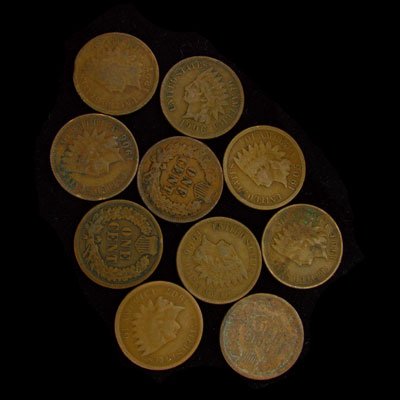 10 Misc. U.S. Indian Head Type One Cent Coin - Investme