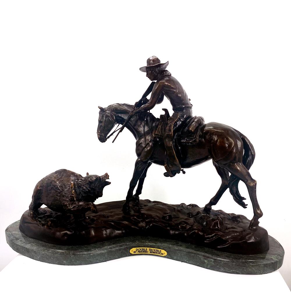 *Very Rare Large Double Trouble Bronze by Frederic: Gov. File: M-28913 *Very Rare Large Double Trouble Bronze by Frederic Remington 26'''' x 20'''' - Great Investment - (SKU-AS) Asset Type: Collectable Shipping: $24.95. Item may be pick up only, or req