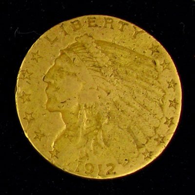 1912 $2.5 U.S. Indian Head Type Gold Coin - Investment