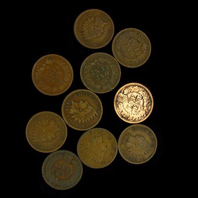 10 Misc. U.S. Indian Head Type One Cent Coin -Investmet