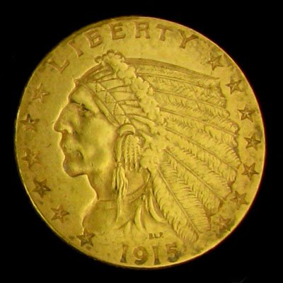 1915 $2.5 U.S. Indian Head Type Gold Coin - Investment