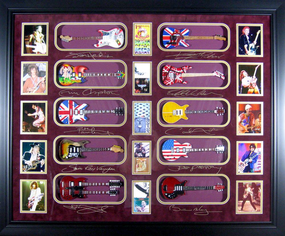 *Rare Rock & Roll Legends with Mini Guitars Museum: Gov. File: M-22920 *Rare Rock & Roll Legends with Mini Guitars Museum Framed Collage - Plate Signed Asset Type: CollectableShipping: $39.95. Item may be pick up only, or require additional shipping ch