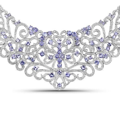 APP: 13.6k 22.86CT Round Cut Tanzanite and White: Gov. File: H-66678 22.86CT Round Cut Tanzanite and White Diamond Silver Necklace - Great Investment - Charming Piece! -PNR- Retail Replacement Value: $13.6K Asset Type: Necklace Shipping: $19.95