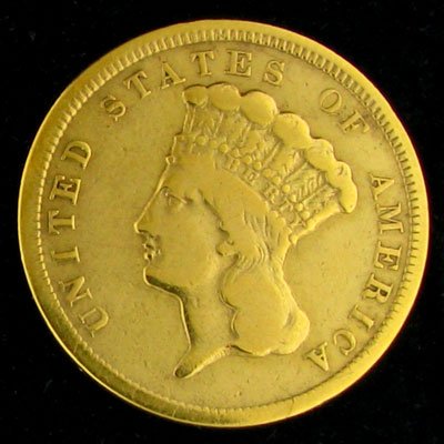 1854 $3 U.S. Indian Head Type Gold Coin - Investment