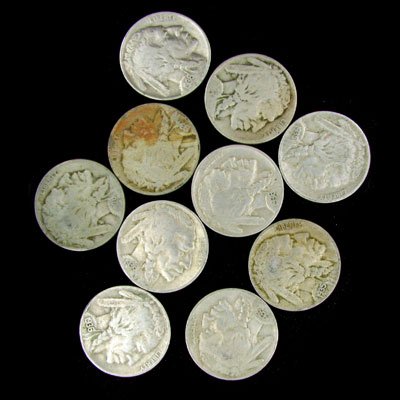 10 Misc. U.S. Buffalo Type Nickel Coin - Investment