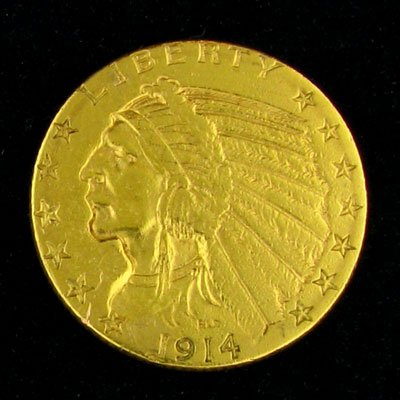 1914-S $5 U.S. Indian Head Type Gold Coin - Investment