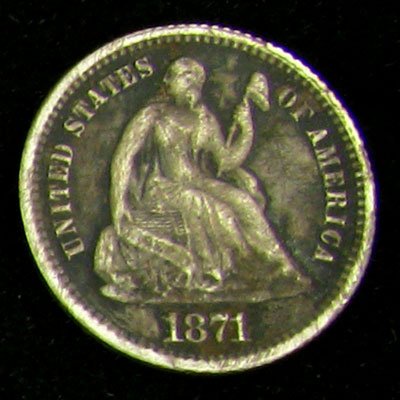 1871 Seated Liberty Half Dime Coin