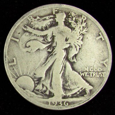 1936 U.S. Walking Liberty Half Dollar Coin