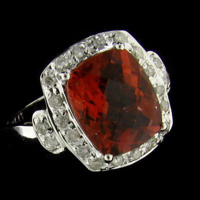 APP:13.1k 14 kt.W Gold 2.9CT Imperial Topaz & Dia. Ring