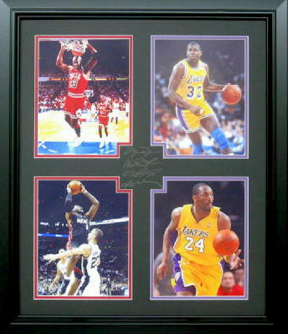*Rare Basketball Kobe Bryant, LeBron James, Michael: Gov. File: M-20305 *Rare Basketball Kobe Bryant, LeBron James, Michael Jordan, and Magic Johnson Museum Framed Collage - Plate Signed Asset Type: CollectableShipping: $39.95. Item may be pick up only,