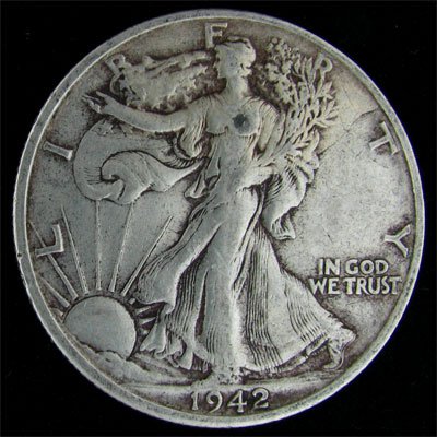 1942-S US Walking Liberty Half Dollar Coin - Investment