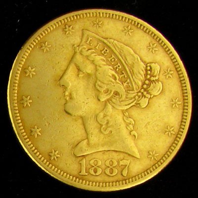 1887-S $5 U.S. Liberty Head Type Gold Coin - Investment