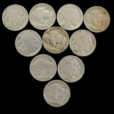 10 Misc. U.S. Buffalo Type Nickel Coin - Investment