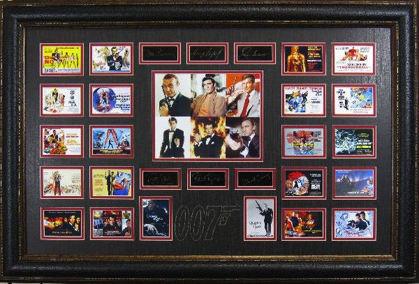 Complete James Bond Movie Collage -Engraved Signatures