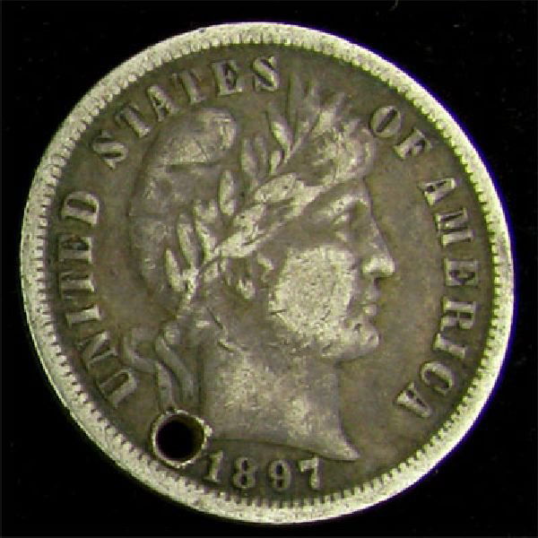 1897 Barber Head Type Dime Coin - Investment