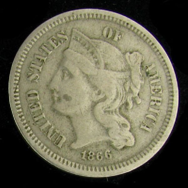 1866 Liberty Head Type Three Cent Coin - Investment