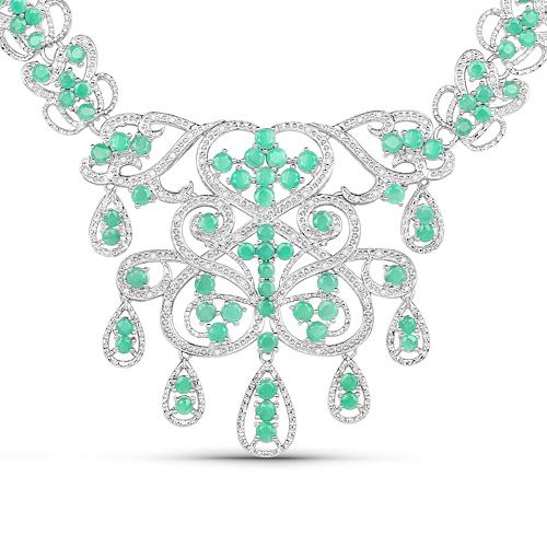 APP: 5.4k 18.55 Round Cut Emerald and White Diamond: Gov. File: H-55645 18.55 Round Cut Emerald and White Diamond .925 Sterling Silver Necklace -Tantalizing Quality! (Vault_P) Retail Replacement Value: $5.4K Asset Type: Sterling Silver Necklace Shipping