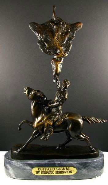 Frederic Remington Bronze Reproduction - Buffalo Signal