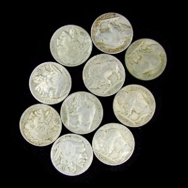 10 Misc. U.S. Buffalo Type Nickel Coin - Investment