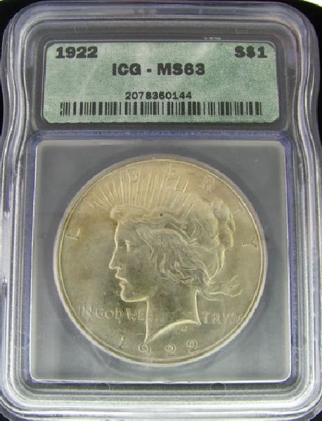 1922 U.S. Peace Silver Dollar Coin - Investment