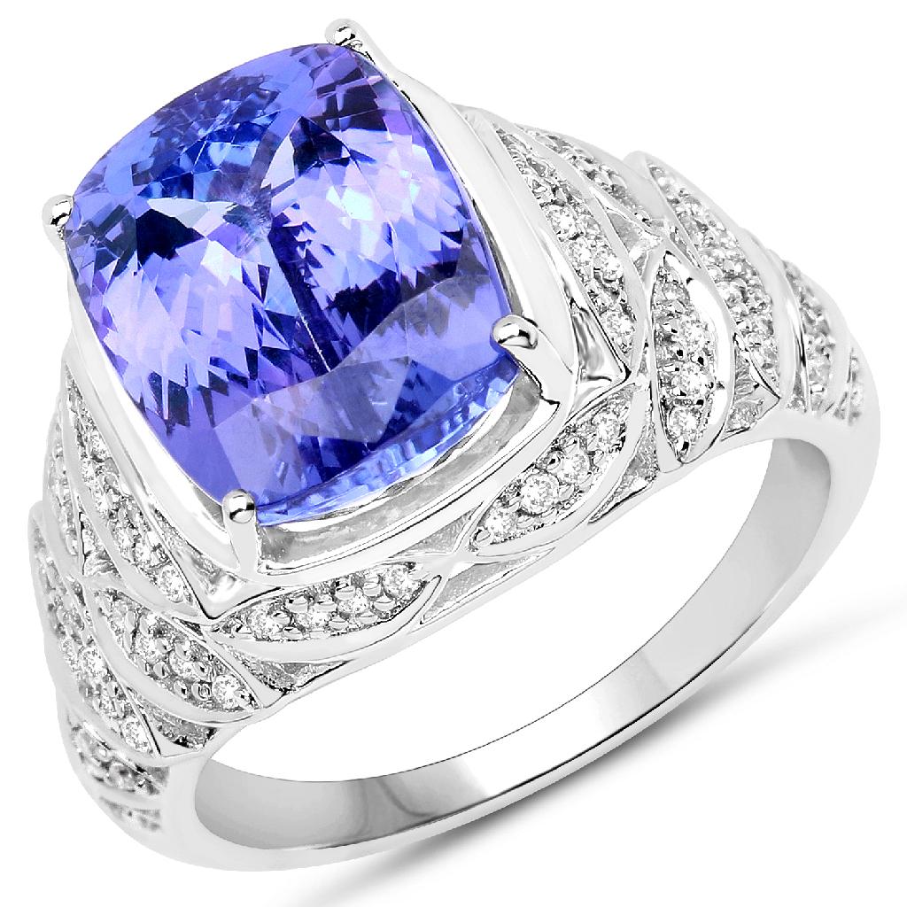 *14KT. White Gold 6.37 Cushion Cut Tanzanite and White: Gov. File: H-59356 *14KT. White Gold 6.37 Cushion Cut Tanzanite and White Diamond Ring (Vault_Q) (QR21693TANWD-14KT.W-7) Retail Replacement Value: $24.3K Asset Type: 14KT. RingShipping: $19.95