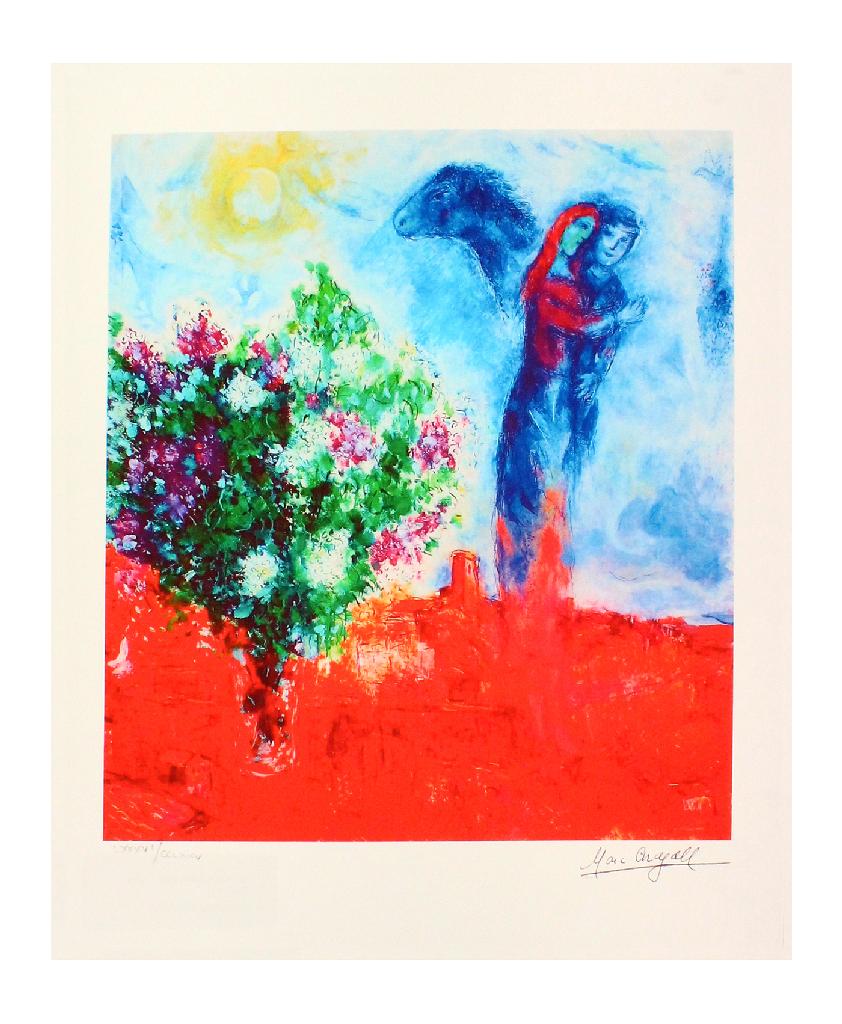 MARC CHAGALL Couple Above St. Paul, XC of CCLXXV: Gov. File: P-10555 Marc Chagall MARC CHAGALL: Couple Above St. Paul 10 inches X 12 inches (Unframed)Shipping: $24.95