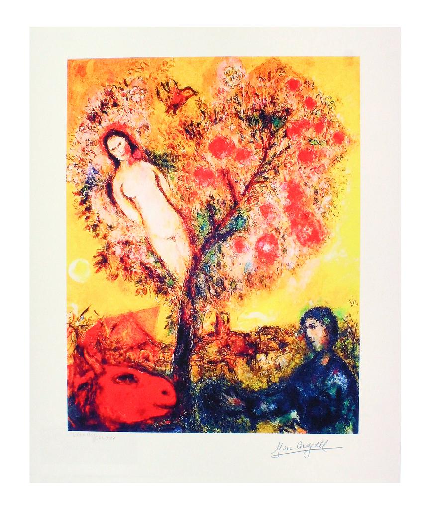 MARC CHAGALL Tree Over Village, XCI of CCLXXV: Gov. File: P-10303 Marc Chagall MARC CHAGALL: Tree Over Village 12 inches X 10 inches (Unframed)Shipping: $24.95