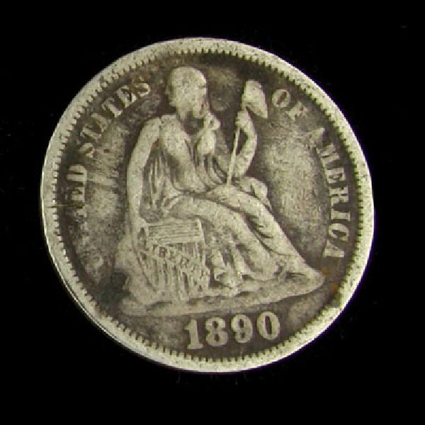 1890 Seated Liberty Dime Coin - Investment
