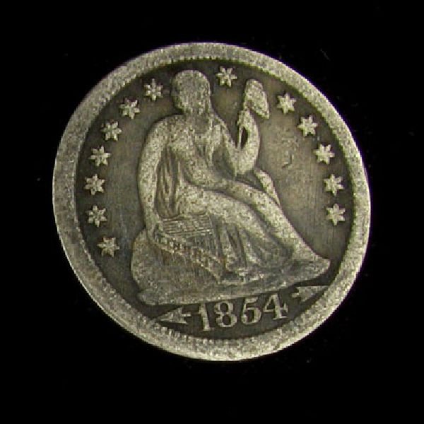 1854 Seated Liberty Dime Coin - Investment