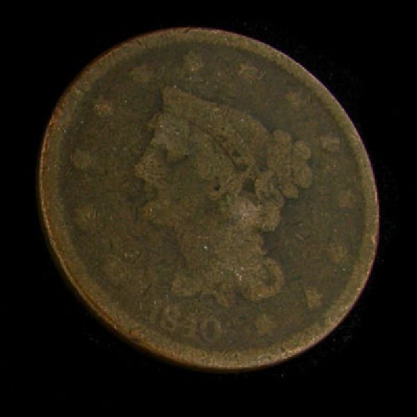 1840 Liberty Head Type One Cent Coin - Investment