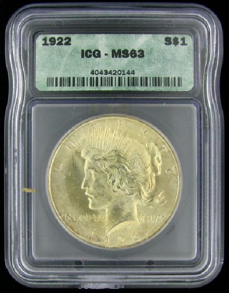 1922 U.S. Peace Silver Dollar Coin - Investment