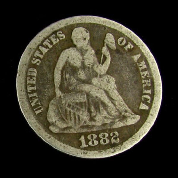 1882 Seated Liberty Dime Coin - Investment