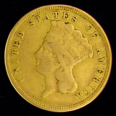 1856 $3 U.S. Indian Head Type Gold Coin - Investment