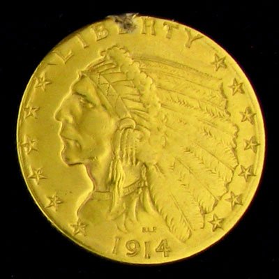 1914-D $2.5 U.S. Indian Head Type Gold Coin - Investmen