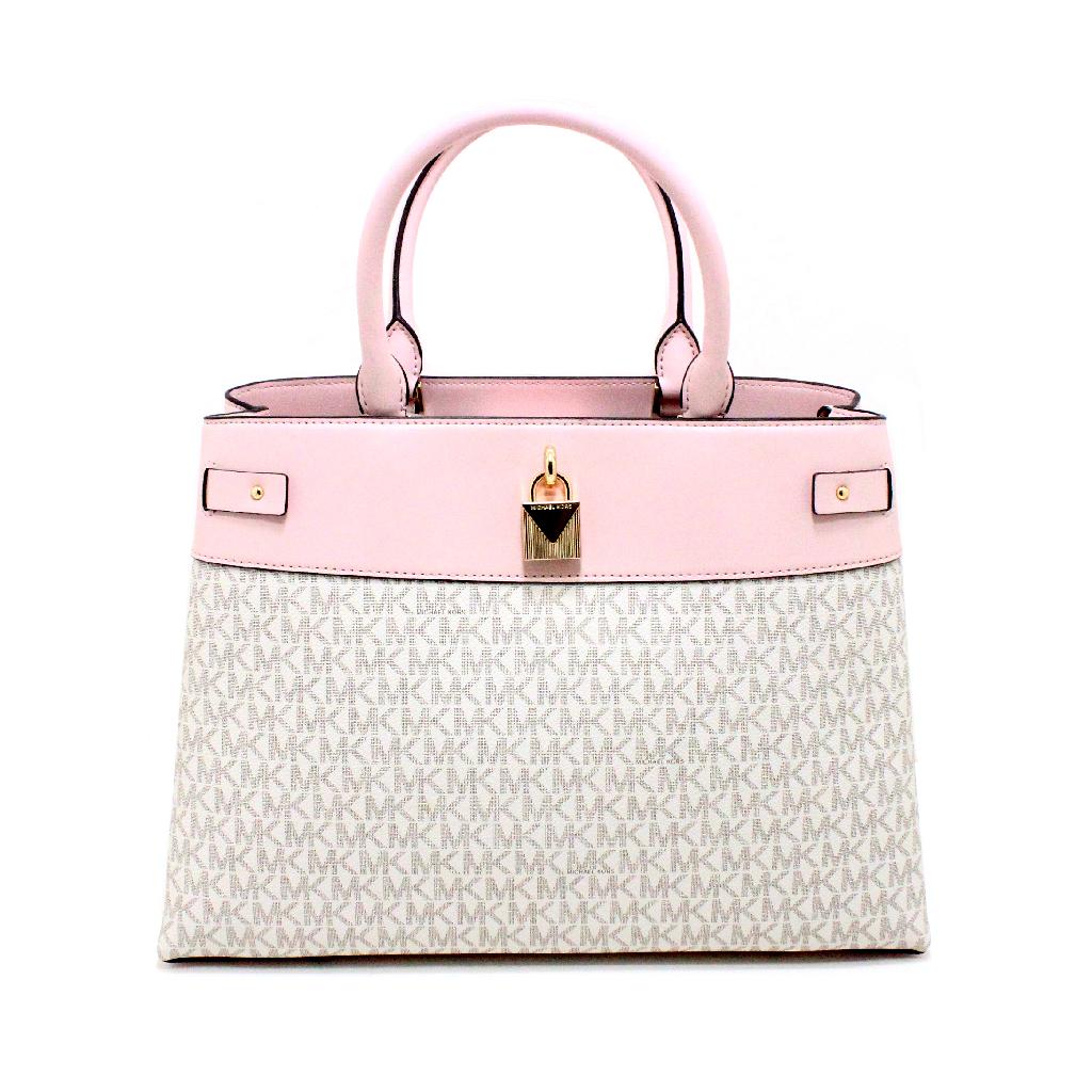 Gorgeous Brand New Never Used MICHAEL KORS "GRAMERCY: Gov. File: T-18682 Gorgeous Brand New Never Used MICHAEL KORS '''' GRAMERCY POWDER BLUSH MLT'''' Lg Satchell Vegan Faux Leather Bag. Tag Price $448.00 Asset Type: Purses Shipping: $29.95