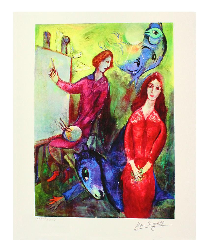 MARC CHAGALL Artist and Model, XXVII of CCLXXV: Gov. File: P-10519 Marc Chagall MARC CHAGALL: Artist and Model 10 inches X 12 inches (Unframed)Shipping: $24.95
