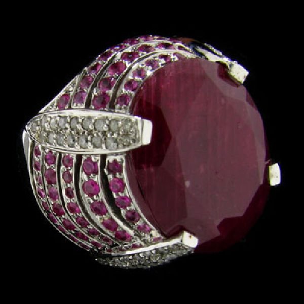 APP:$25k 14 kt. White Gold 21.64CT Ruby & Diamond Ring