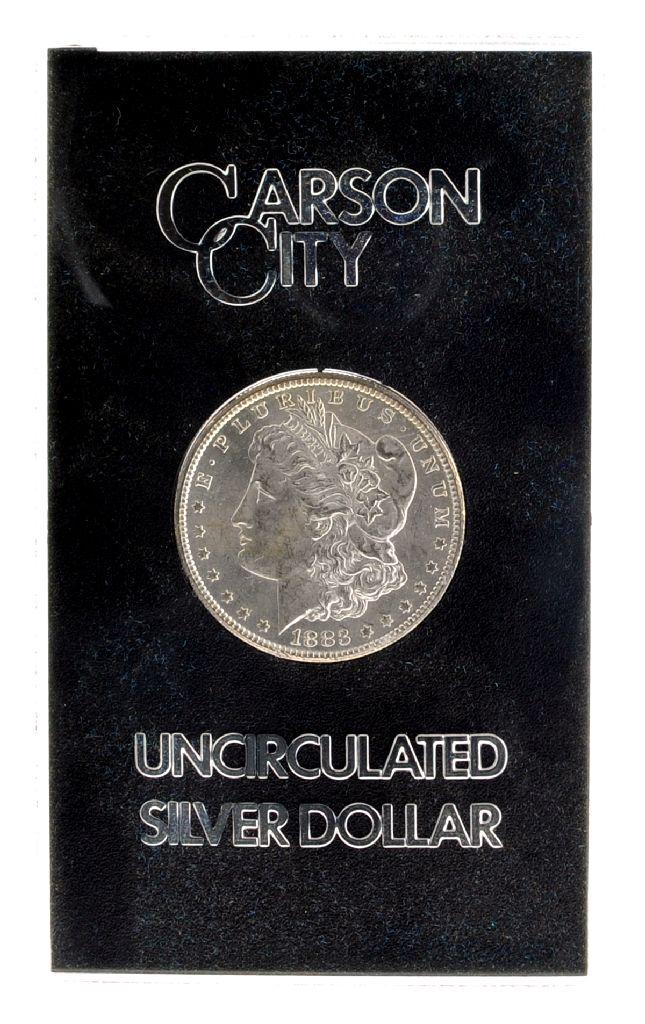 1883-CC Morgan Uncirculated Silver Dollar In Box Coin: Gov. File: C-52584 1883-CC Morgan Uncirculated Silver Dollar In Box Coin Asset Type: Silver Dollar Coin Shipping: $9.95