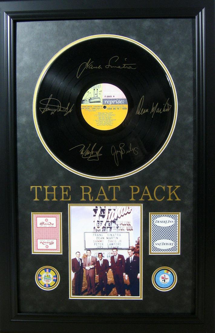 *Rare The Rat Pack Vinyl Album with Chips and Cards: Gov. File: M-21497 *Rare The Rat Pack Vinyl Album with Chips and Cards Museum Framed Collage - Plate Signed Asset Type: CollectableShipping: $39.95. Item may be pick up only, or require additional shi