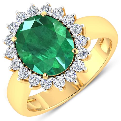 APP: 19.9k Gorgeous 14K Yellow Gold 2.81CT Oval Cut: Gov. File: H-79527 Gorgeous 14K Yellow Gold 2.81CT Oval Cut Zambian Emerald and White Diamond Ring - Great Investment - (Vault_Q) (QR25944WD-14KY-SM-ZE) Retail Replacement Value: $19.9K Asset Type: Ri