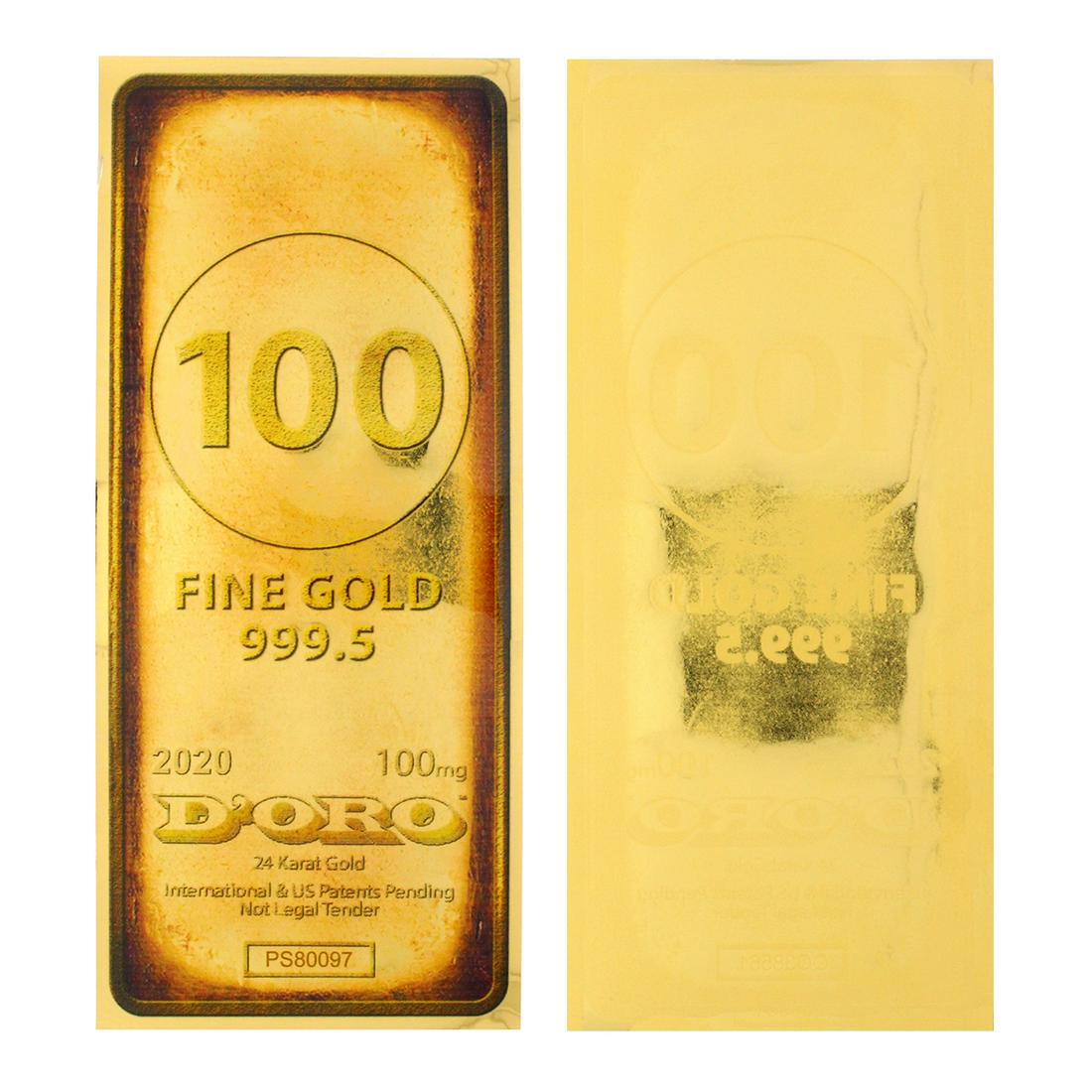 Rare 24K 1/10 Gram Gold Aurum Note 2020 D'oro Bar -: Gov. File: C-79666 Rare 24K 1/10 Gram Gold Aurum Note 2020 D'oro Bar - Great Investment Asset Type: Coin Shipping: $9.95