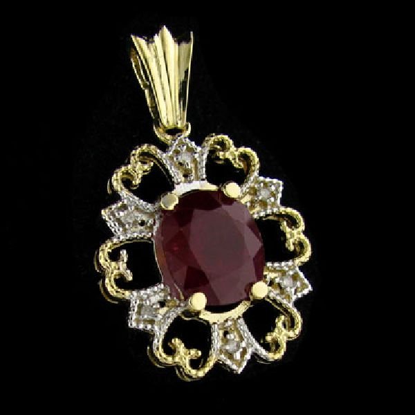 APP:$19.1k 14 kt. Gold, 6.85CT Ruby & Diamond Pendant