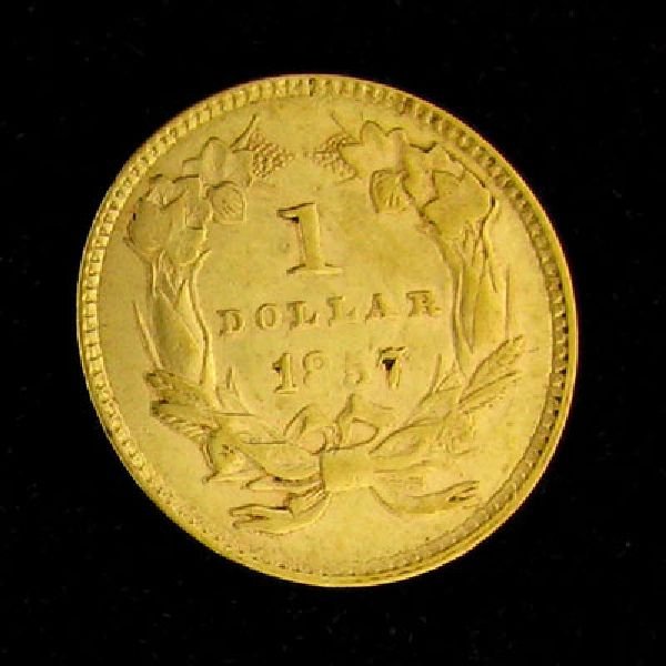 1857 $1 U.S. Indian Head Gold Coin - Investment - 2