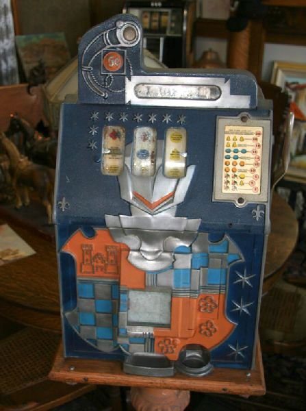 Antique Mill's Castle Front Slot Machine w/base