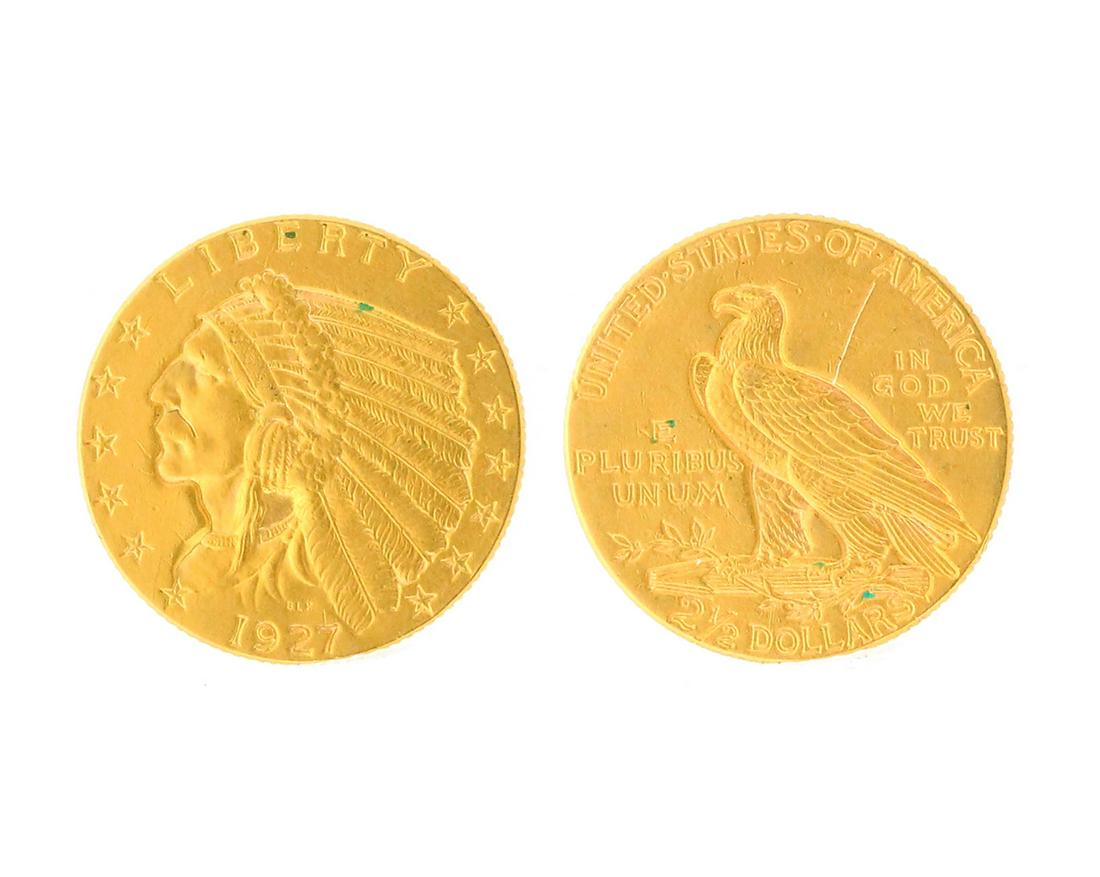 1927 US $2.50 Dollar Indian Head Gold Coin Great: Gov. File: C-91937 1927 US $2.50 Dollar Indian Head Gold Coin Great Investment Asset Type: Gold Coin Shipping: $9.95