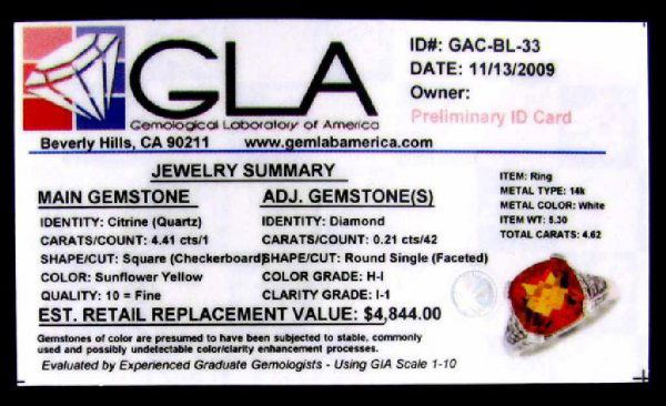 APP: 4.8k 14 kt. White Gold, 4.41CT Citrine and Di: 14 kt. White Gold, 4.41CT Citrine and Diamond Ring - Thank you for viewing this Item. We hope that you are successful in your bidding. For over 30 years we have given the best possible customer servic