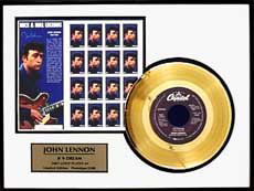 John Lennon ''Number 9 Dream'' Gold Record w / Stamps: JOHN LENNON "#9 Dream" - Thank you for viewing this Item. We hope that you are successful in your bidding. For over 30 years we have given the best possible customer service to our 1000's of