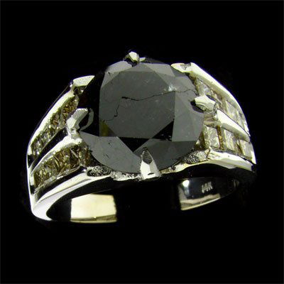 APP:17.8k 14kt. White Gold 6.87CT Black Diamond Ring: 14 kt. White Gold, 6.87CT Rare Black Diamond and Diamond Ring - Thank you for viewing this Item. We hope that you are successful in your bidding. For over 30 years we have given the best possible cust